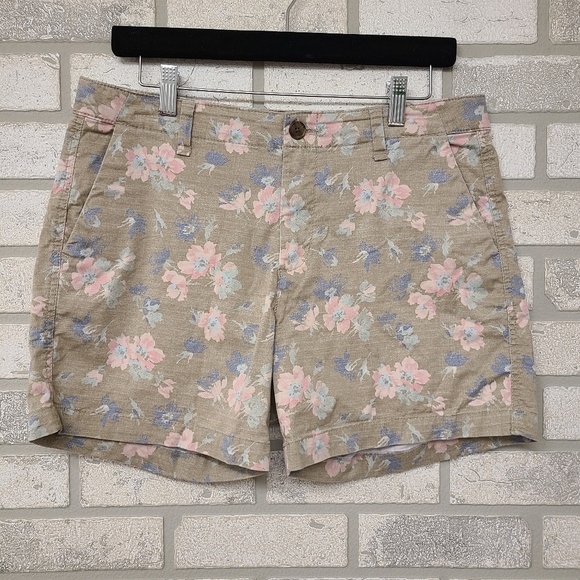 Gap Pink Blue Floral Print Chino Shorts Size 8 - Picture 1 of 6